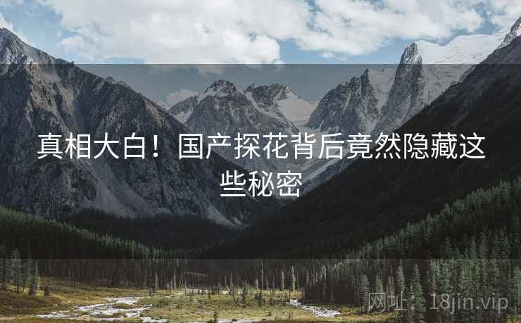 真相大白!国产探花背后竟然隐藏这些秘密